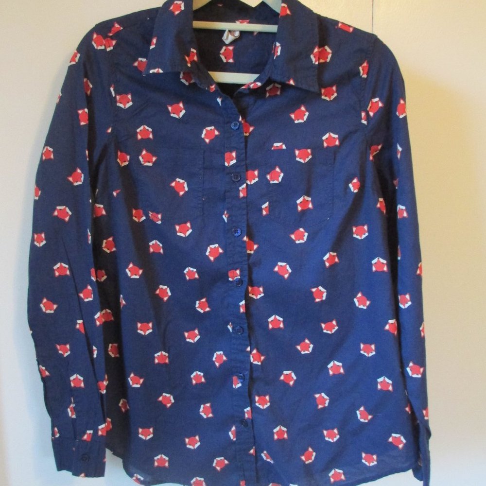 Red Camel Fox Button Down Blouse